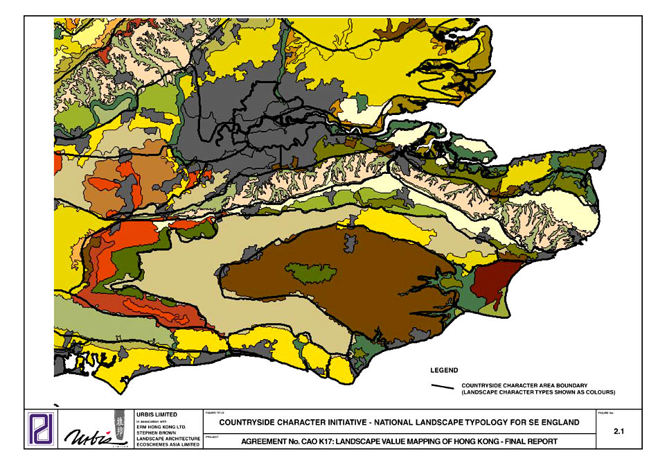 Figure 2.1  COUNTRYSIDE CHARACTER INITIATIVE - NATIONAL LANDSCAPE TYPOLOGY FOR SE ENGLAND