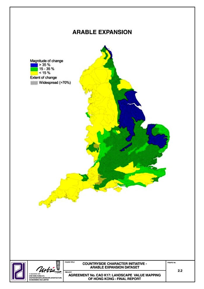 Figure 2.2 - COUNTRYSIDE CHARACTER INITIATIVE - ARABLE EXPANSION DATASET