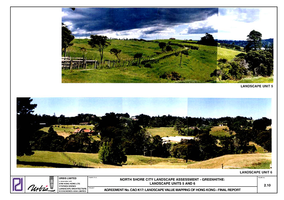 Figure 2.10 - NORTH SHORE CITY LANDSCAPE ASSESSMENT - GREENHITHE : LANDSCAPE UNITS 5 AND 6