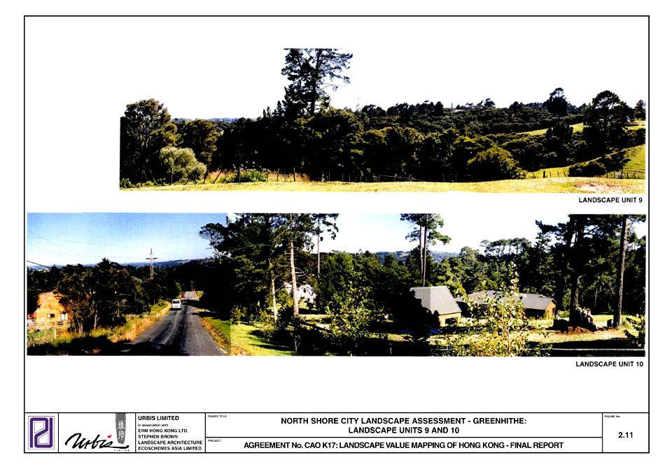 Figure 2.11 - NORTH SHORE CITY LANDSCAPE ASSESSMENT - GREENHITHE : LANDSCAPE UNITS 9 AND 10
