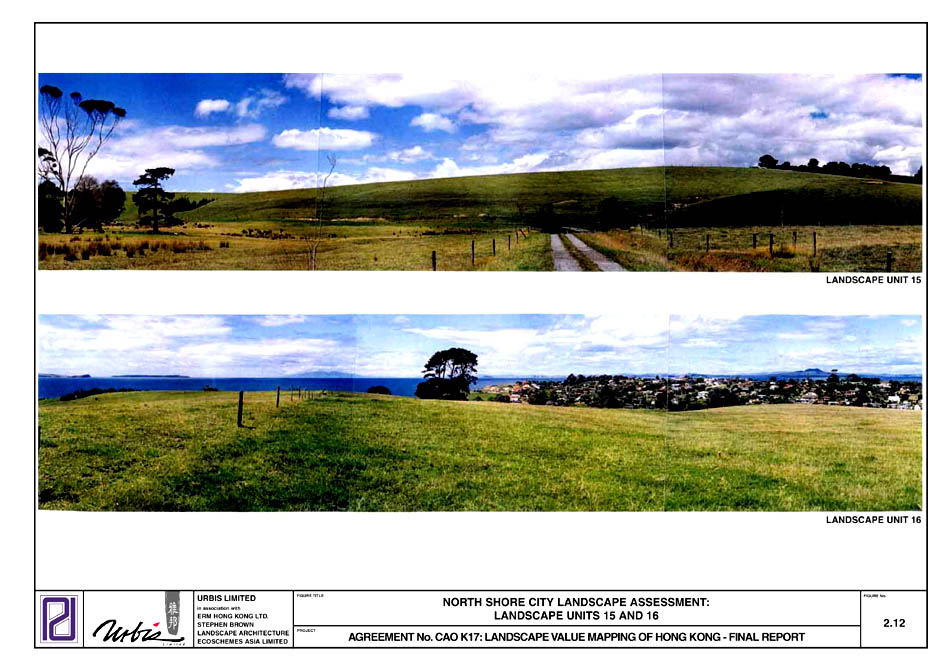 Figure 2.12 - NORTH SHORE CITY LANDSCAPE ASSESSMENT : LANDSCAPE UNITS 15 AND 16