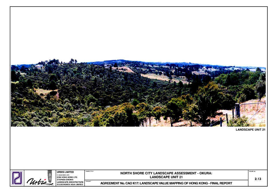 Figure 2.13 - NORTH SHORE CITY LANDSCAPE ASSESSMENT - OKURA : LANDSCAPE UNIT 21