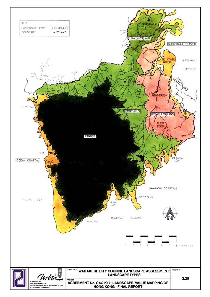 Figure 2.20 - WAITAKERE CITY COUNCIL LANDSCAPE ASSESSMENT : LANDSCAPE TYPES