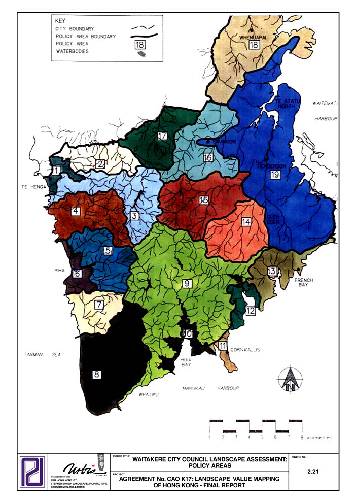 Figure 2.21 - WAITAKERE CITY COUNCIL LANDSCAPE ASSESSMENT: POLICY AREAS