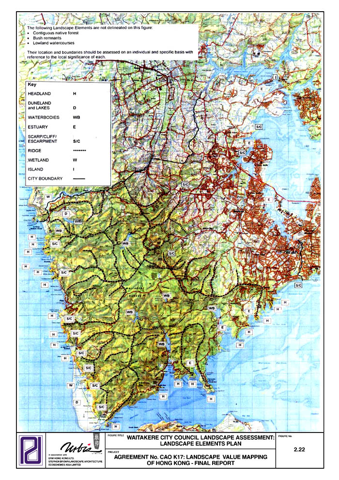 Figure 2.22 - WAITAKERE CITY COUNCIL LANDSCAPE ASSESSMENT : LANDSCAPE ELEMENTS PLAN