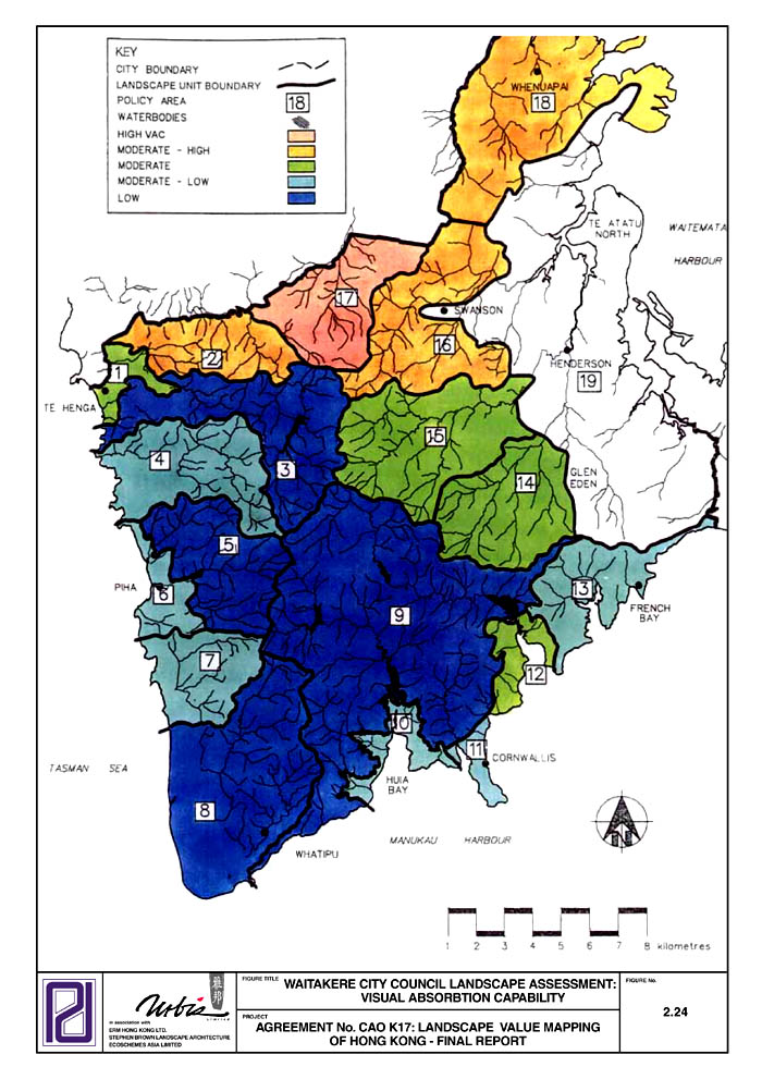 Figure 2.24 - WAITAKERE CITY COUNCIL LANDSCAPE ASSESSMENT: VISUAL ABSORBTION CAPABILITY