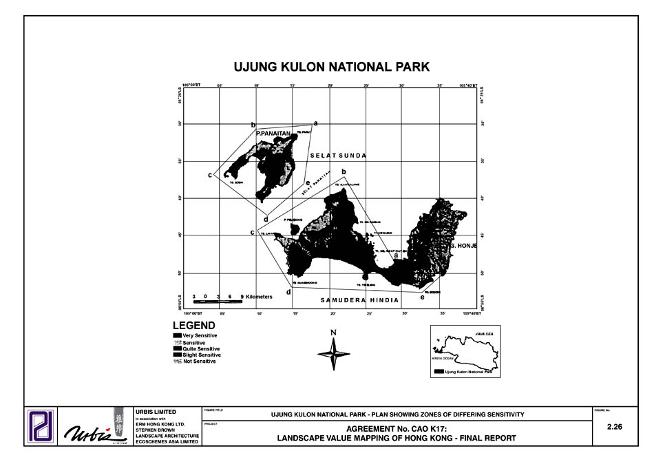 Figure 2.26 - UJUNG KULON NATIONAL PARK - PLAN SHOWING ZONES OF DIFFERING SENSITIVITY