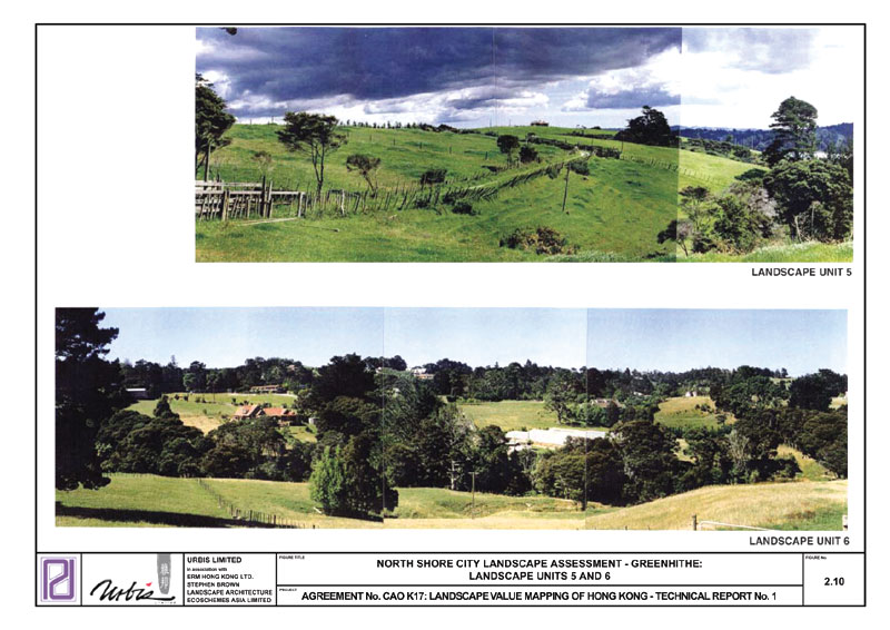 Figure 2.10 North Shore City Landscape Assessment - Greenhithe: Landscape Units 5 and 6