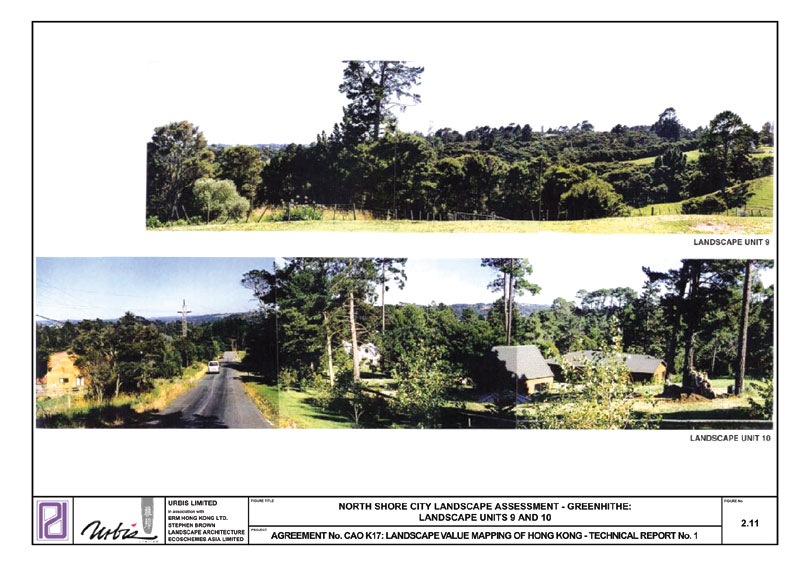 Figure 2.11 North Shore City Landscape Assessment - Greenhithe: Landscape Units 9 and 10