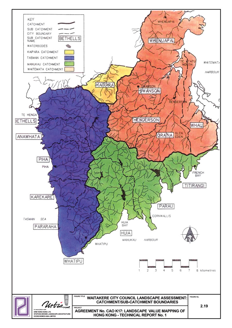 Figure 2.19 Waitakere City Council Landscape Assessment: Catchment / Sub-Catchment Boundaries