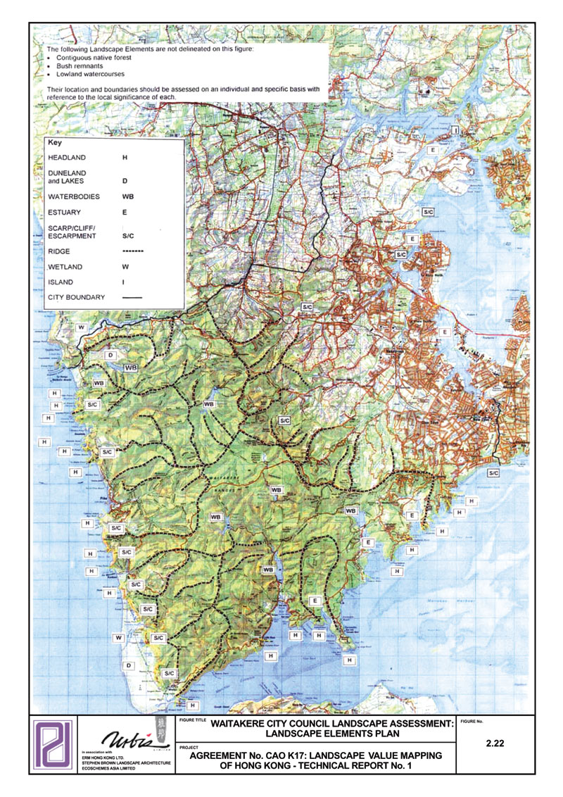 Figure 2.22 Waitakere City Council Landscape Assessment: Landscape Elements Plan